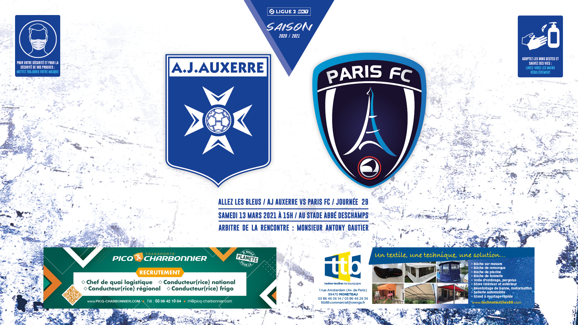 Le programme Allez les Bleus du match AJAPFC