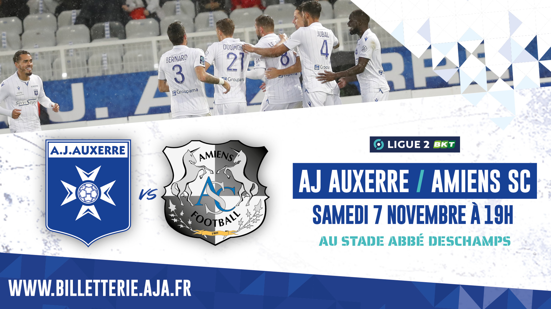 Auxerre-Amiens le 7 novembre à 19h