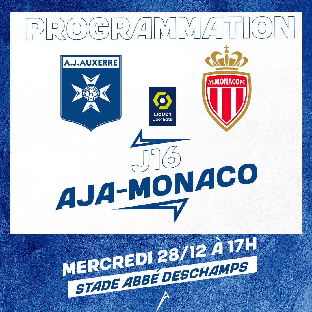 La programmation de la 16ème et 17ème journée pour l'AJA