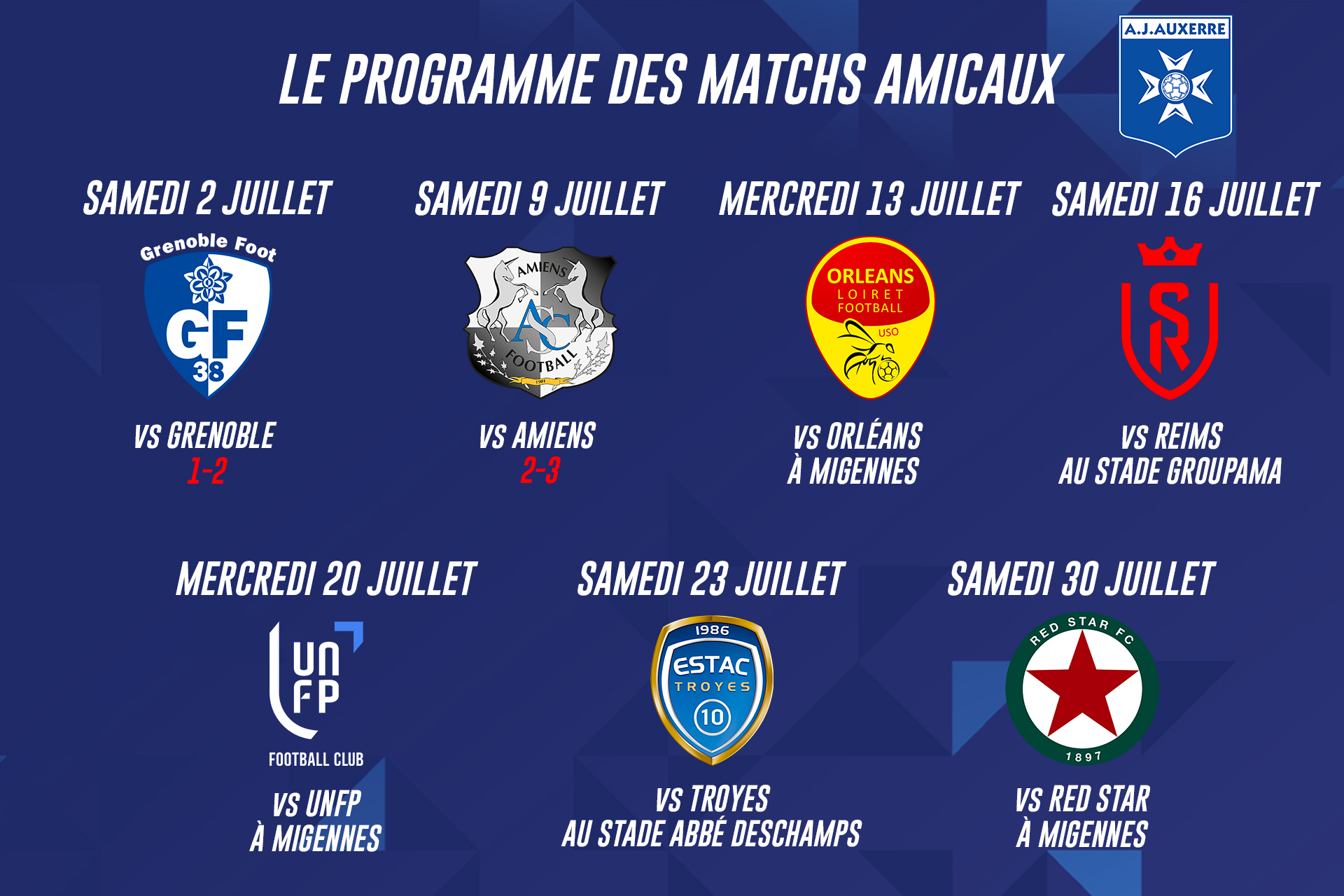 Le programme des matchs amicaux mis à jour