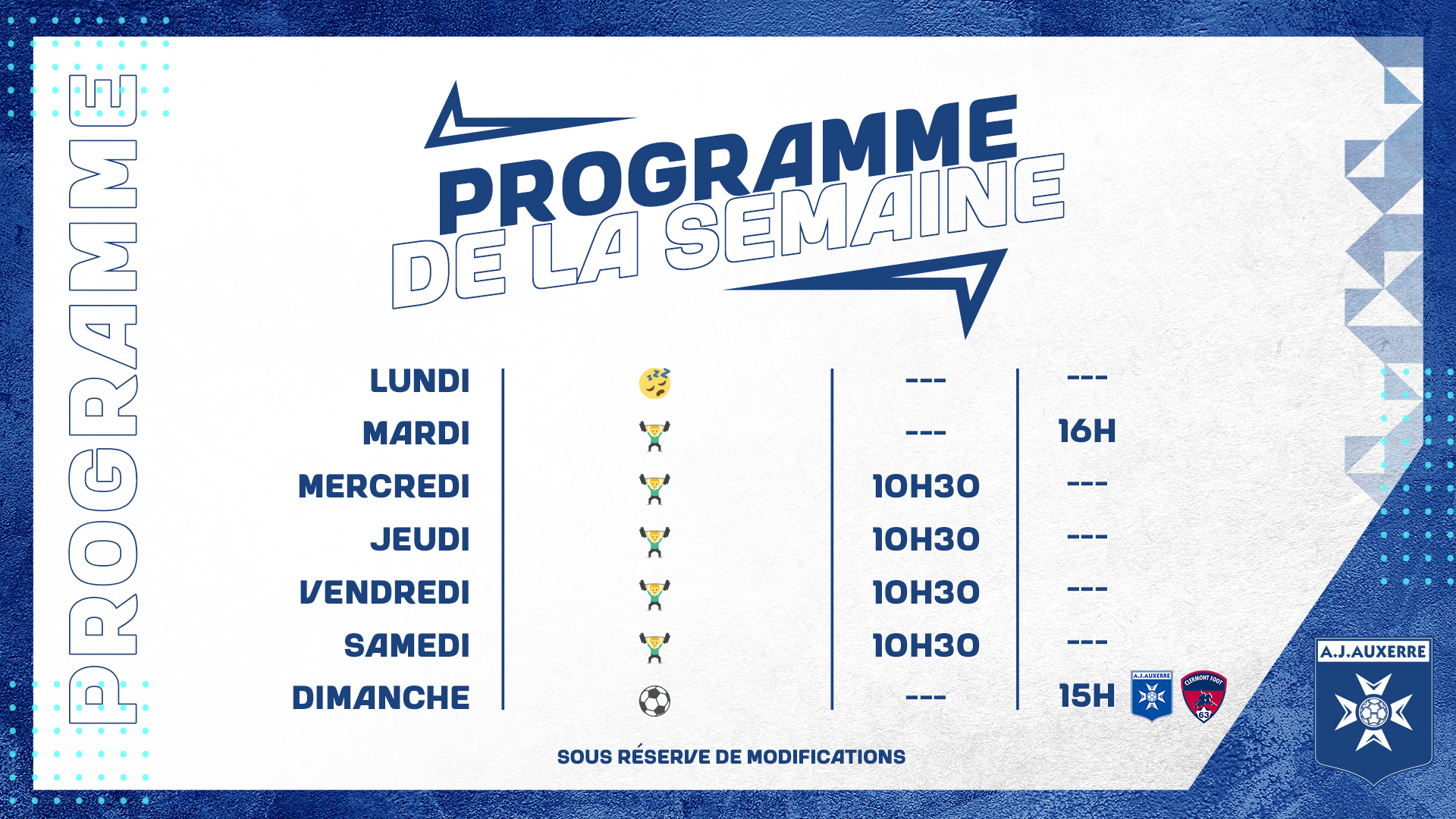 Le programme de la semaine du 1er au 7 mai