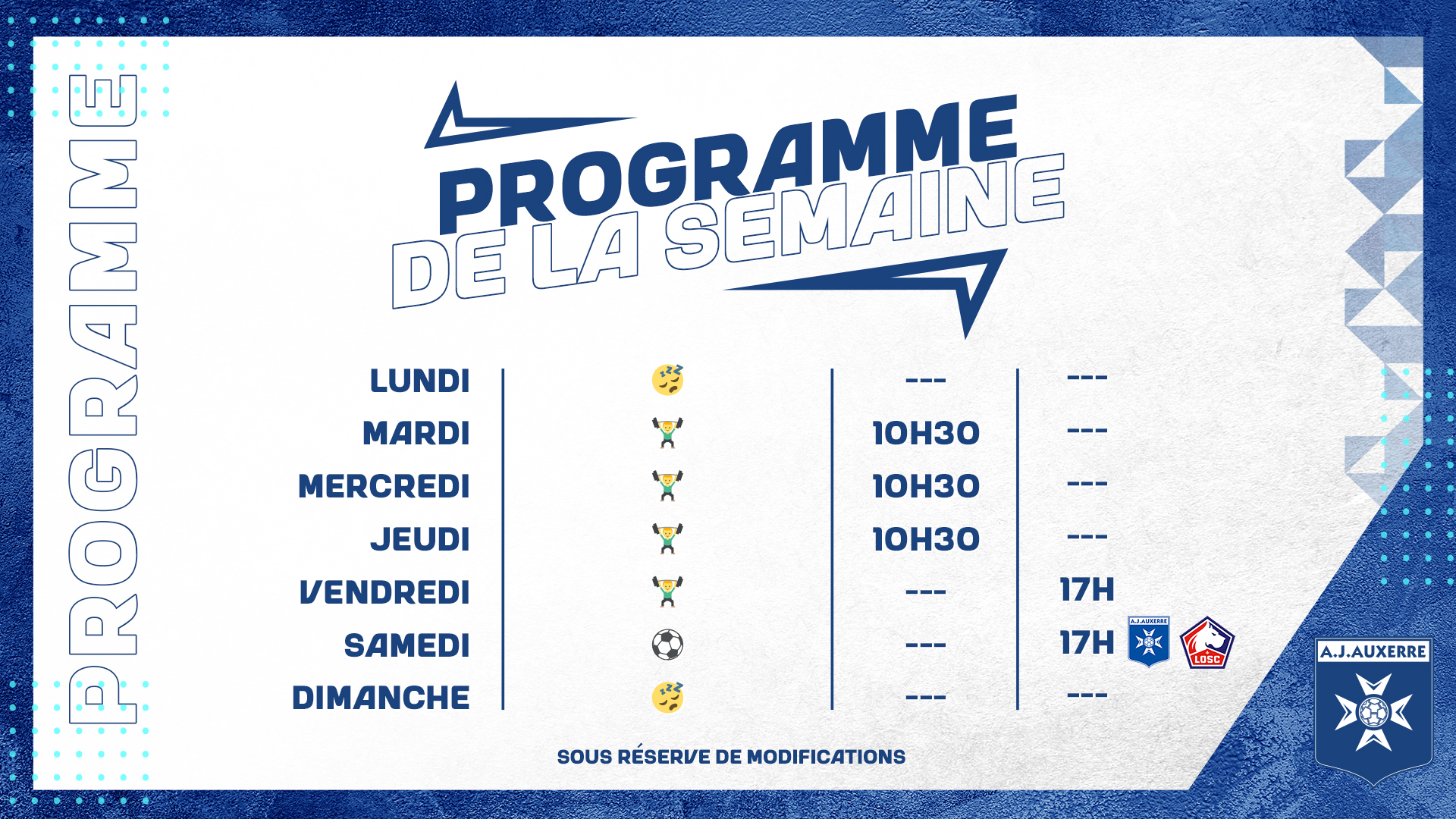 Le programme de la semaine du 17 au 23 avril