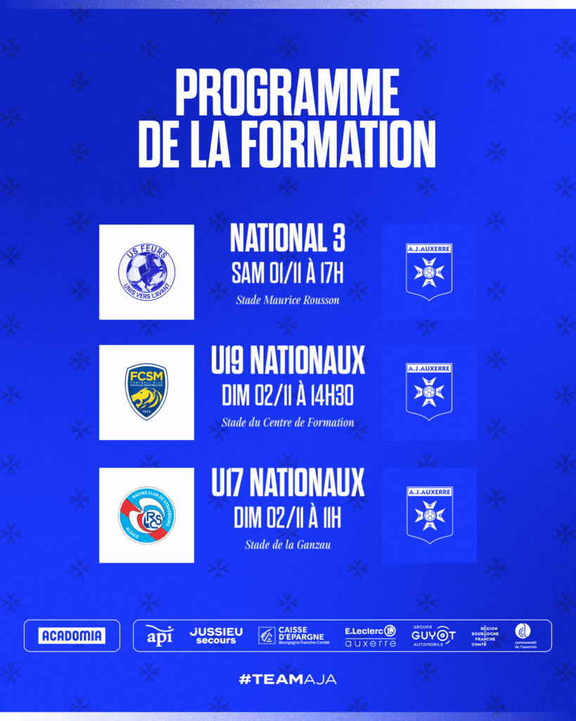 Le programme du week-end de la Formation et des féminines